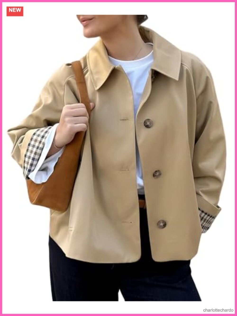 Cropped Trench Coat Lightweight Single Breasted Long Sleeve Spring Jacket